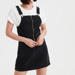 American eagle black denim overall dress